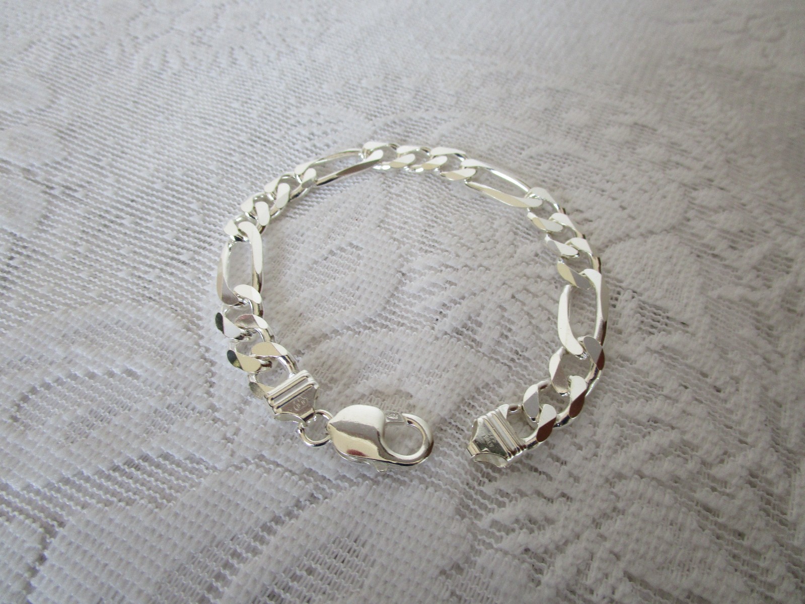 Vintage Sterling Silver Figaro Men’s Bracelet Italy Marked IBB 8.5” Long 3/8”W