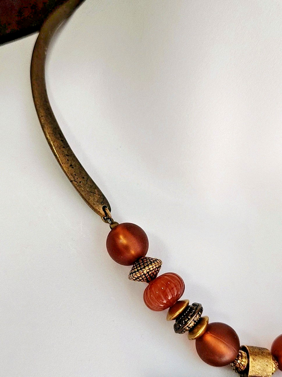 Vintage Signed ORENA PARIS Tribal Beaded Pendant Necklace Bold Revival Runway