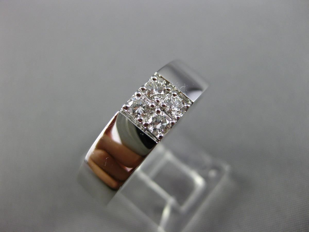 ESTATE .26CT DIAMOND 18K WHITE GOLD ROUND SQUARE 4 STONE MENS RING F/G VVS/VS