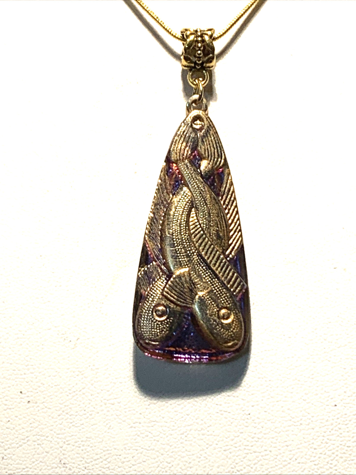 RARE-ANTIQUE EGYPT REVIVAL VIOLET/BLUE FLASH CZECH GLASS SERPENT NECKLACE.g#2NEW