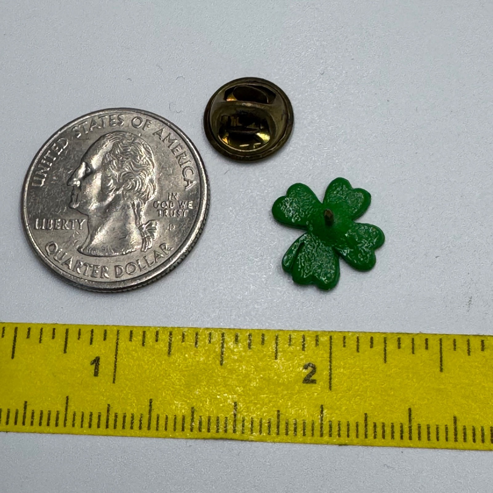 Vintage Irish Shamrock Clover Lapel Pin Tie Tack Green Enamel Holiday Souvenir