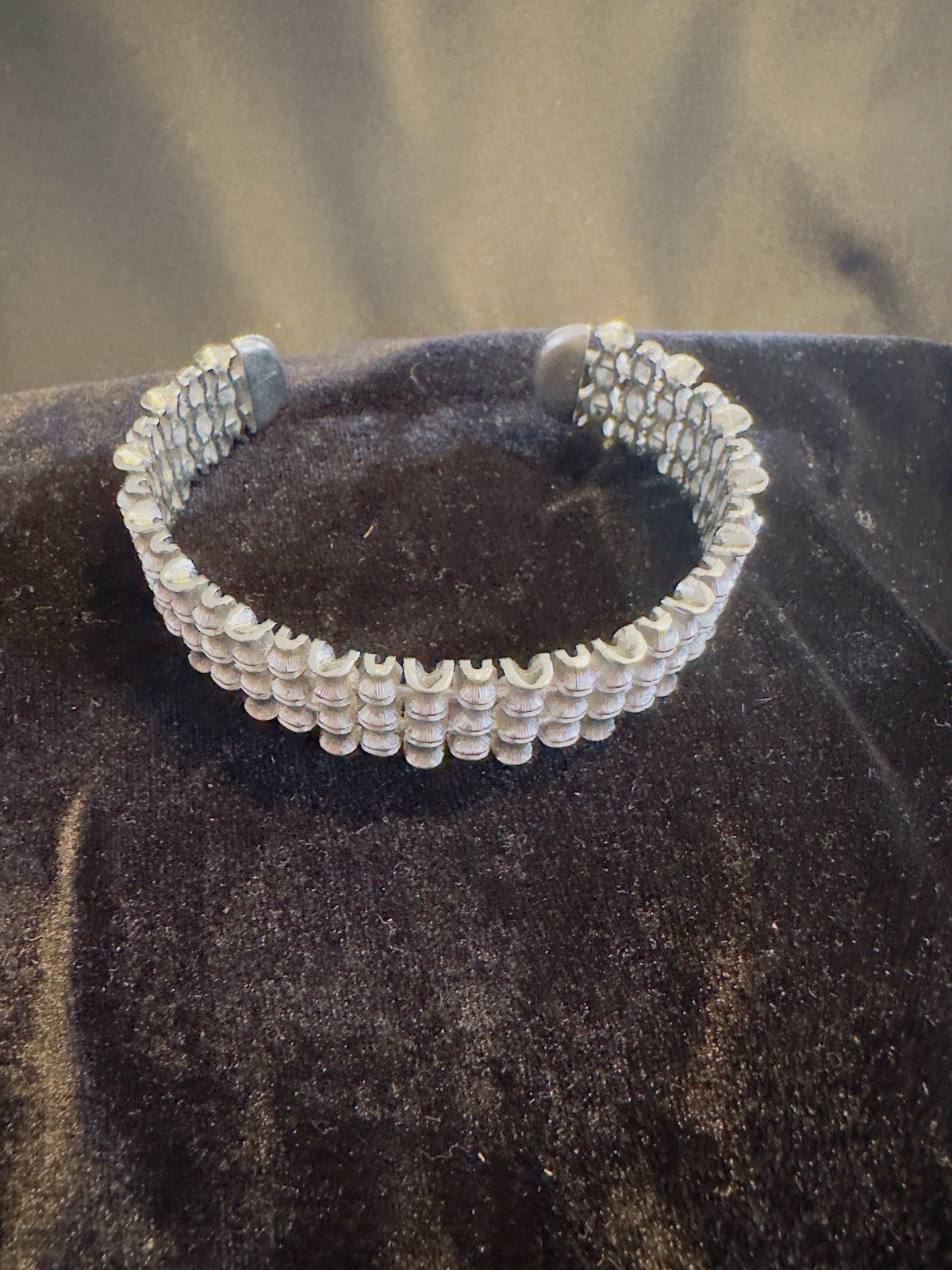 Vintage Cuff Bracelet Bangle Silver Tone Cuff Bamboo Design Good Quality Metal