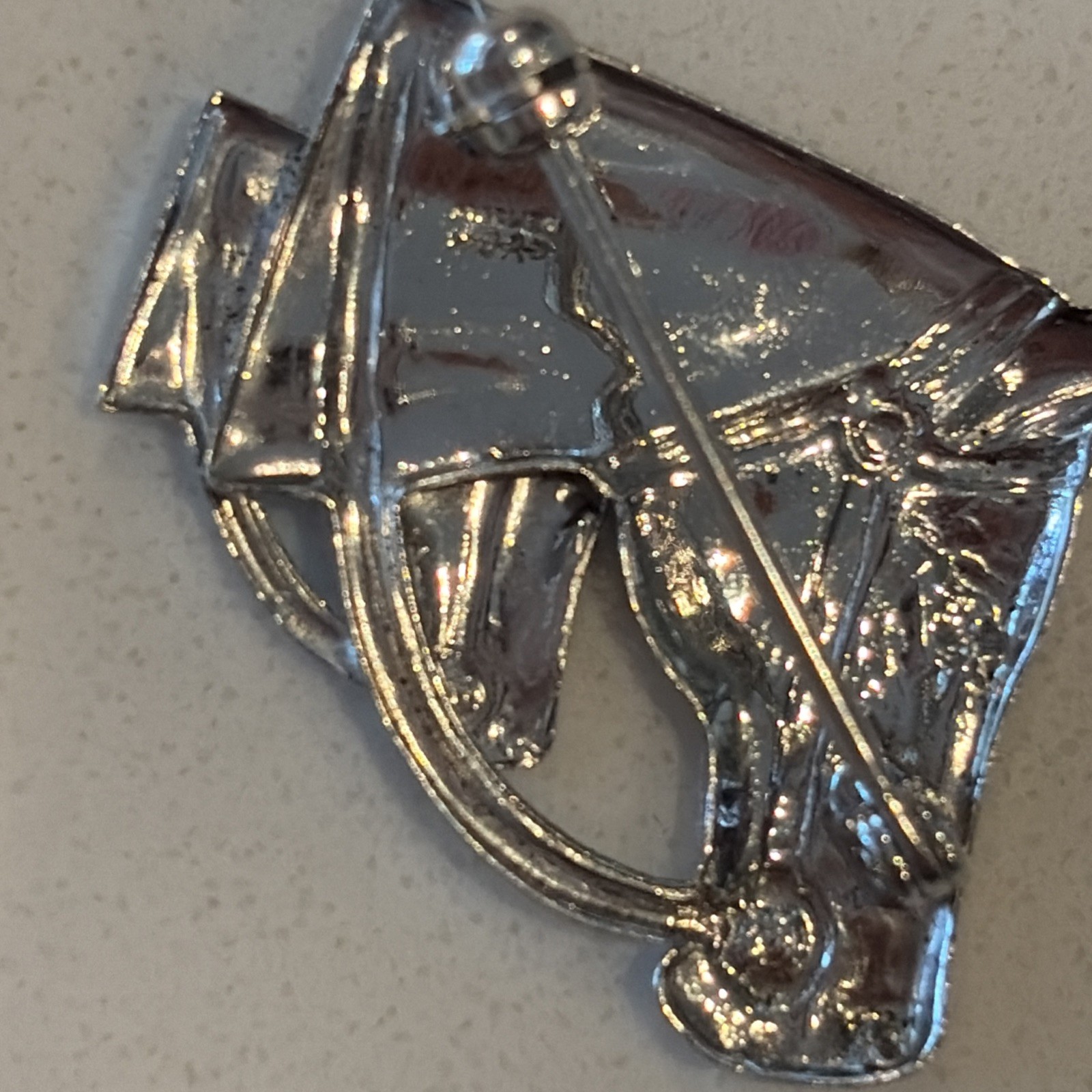 VTG Equestrian sterling silver horse head brooch / pin signed CA with arrow READ