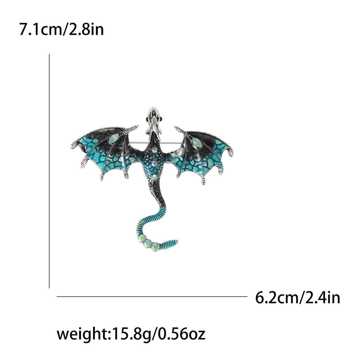 Enamel Dragon Brooch For Women Men 6-color Rhinestone Flying Legand Animal Pins