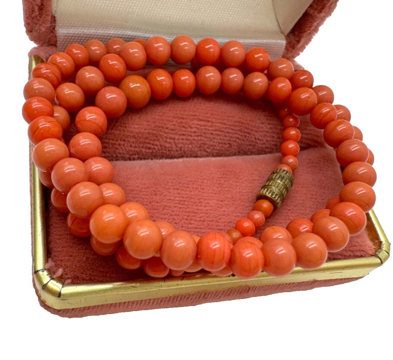 NATURAL GENUINE CORAL 150 Years Old ANTIQUE VICTORIAN NECKLACE 1 STRAND CHOKER