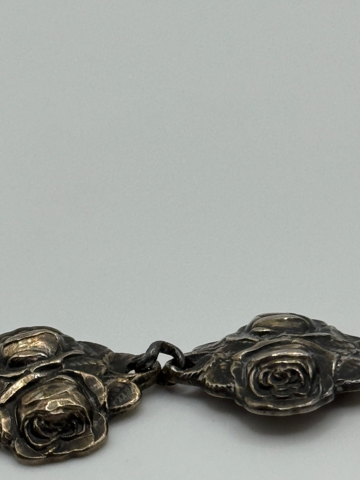 Vintage HVH Sterling Silver Rosary Catholic Saints Rose Panel Link Bracelet