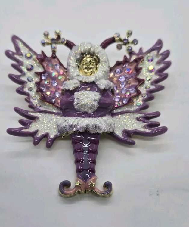 Kirks Folly Felicia Frost Snow Angel Pin Pendant Gold tone Legacy Collection