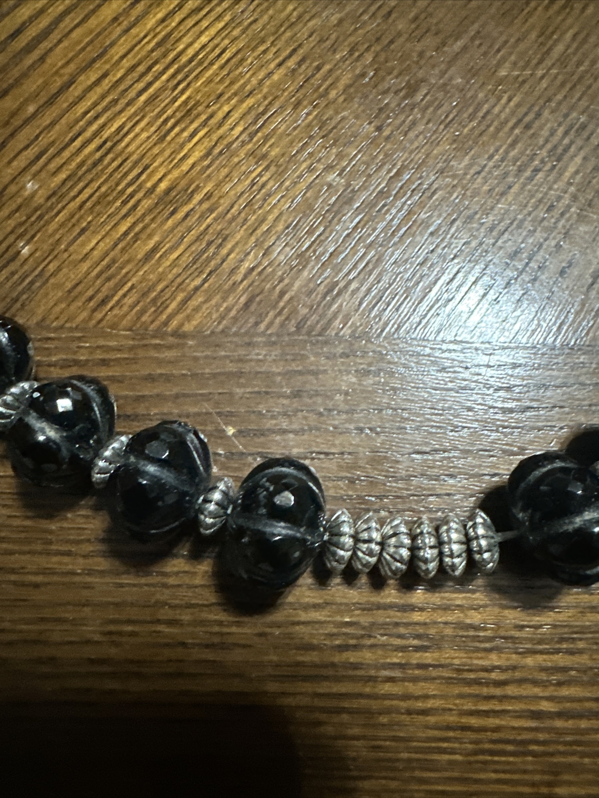 Vintage Dian Malouf Sterling Silver Stone Bead Statement Necklace 20”