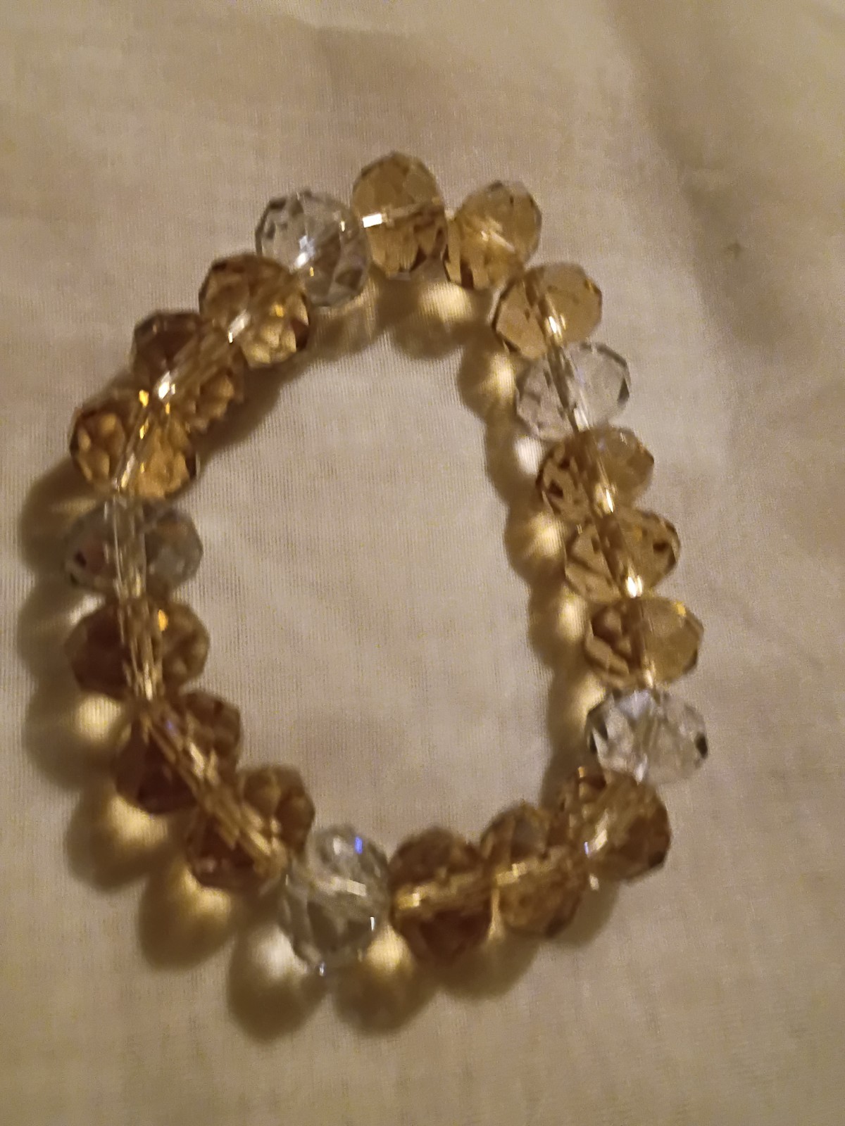 Champagne Glass Beaded Bracelet Faceted Fire Polished Coated Stretch