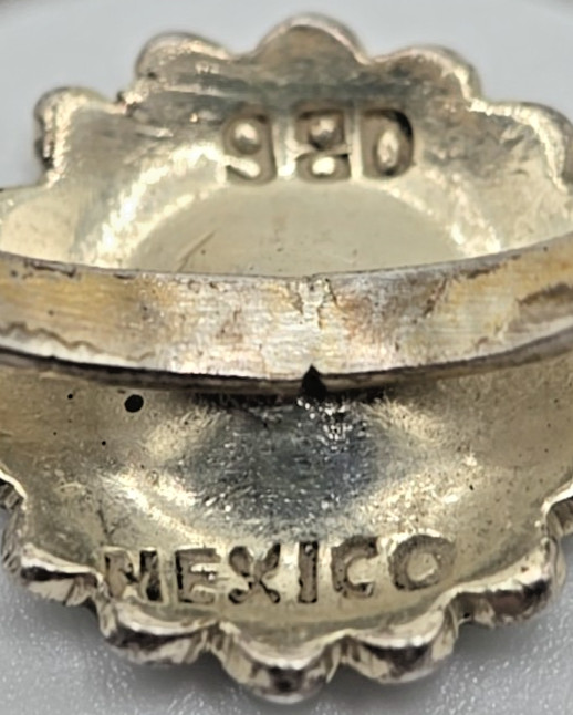 Vtg 1940s Mexico 980 Silver Enamel Flower Ring – Pre-Eagle Spratling Era – 6.5