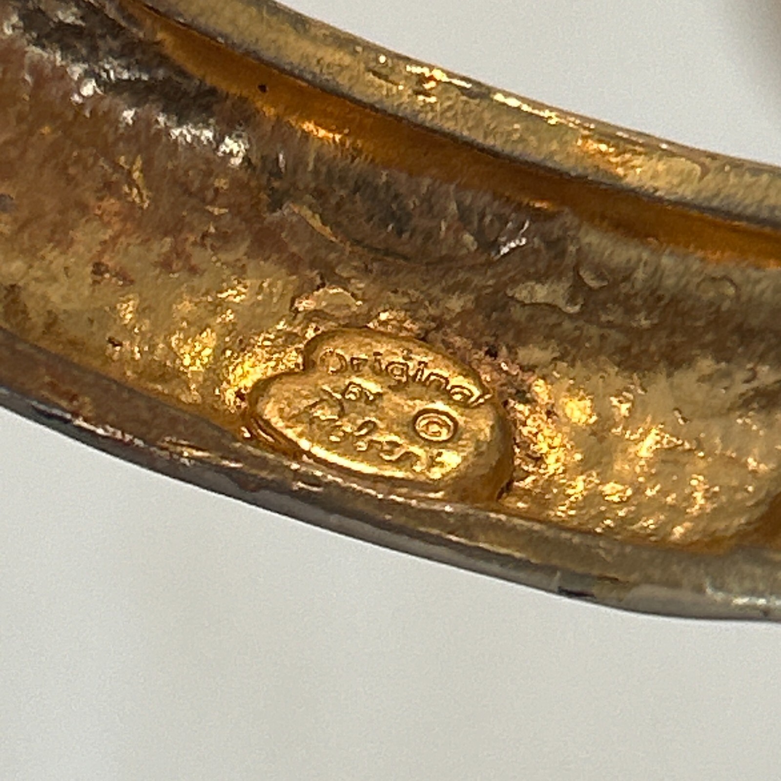Vintage Original by Robert Ram Head Enamel Hinged Clamper Bracelet Aries Signed