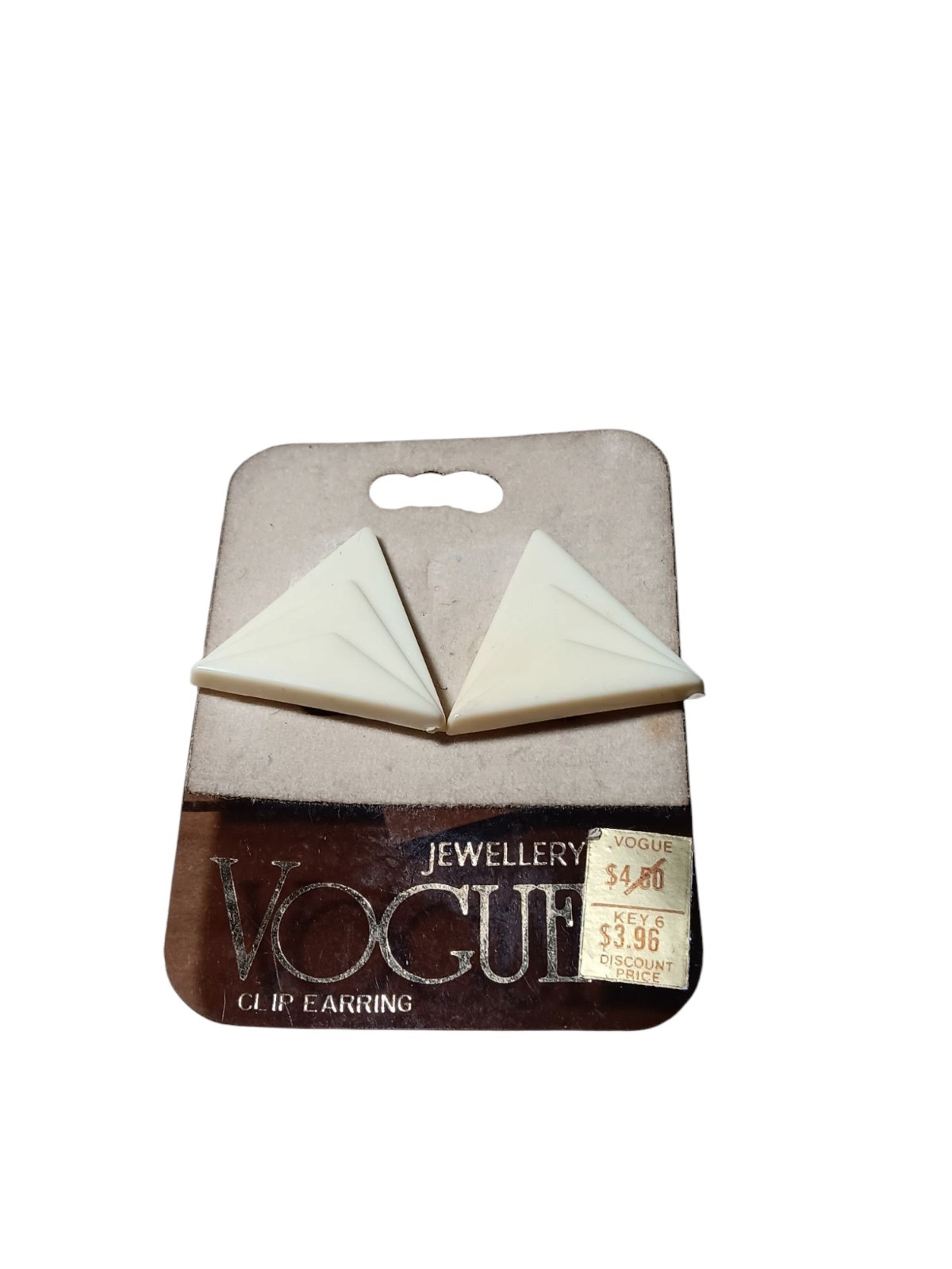 Vogue Art Deco Triangle Celluloid Earrings Clip On Hollywood Regency