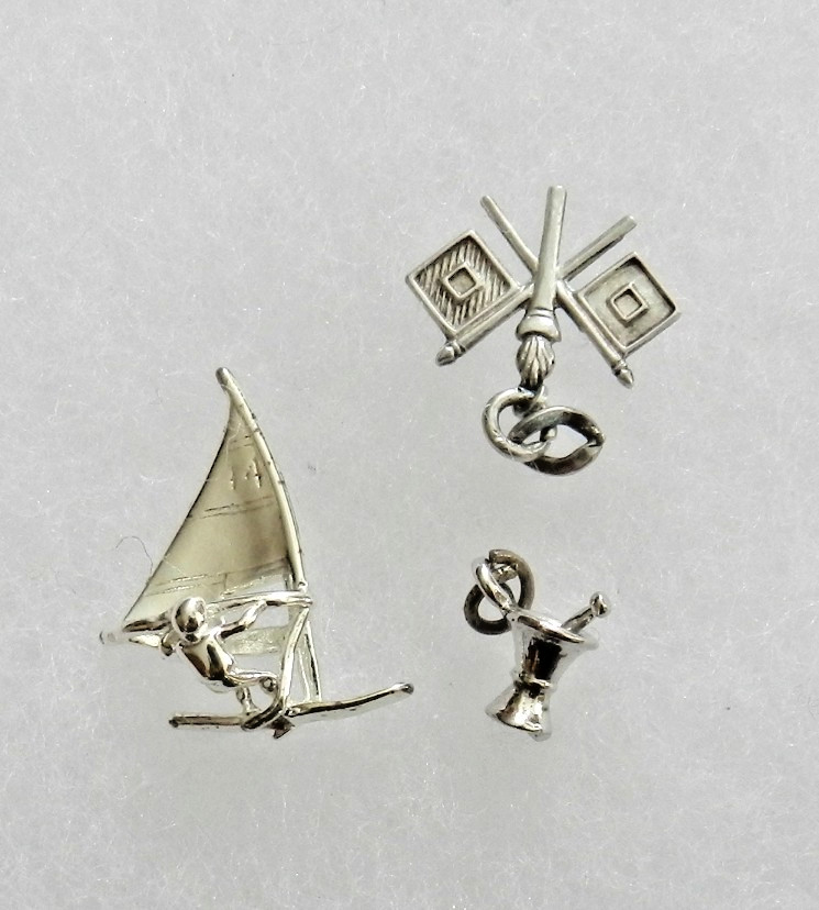 Vintage Sterling Charm – Sailboat-Mortar & Pestle – Not Sure What the Flags Are