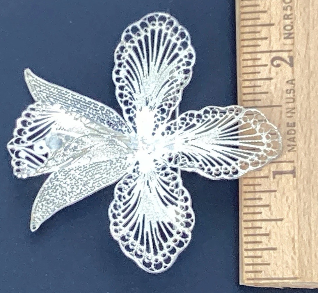Vintage Pin Brooch Flower 2” 925 Sterling Silvet Women’s Jewelry 9 Grams