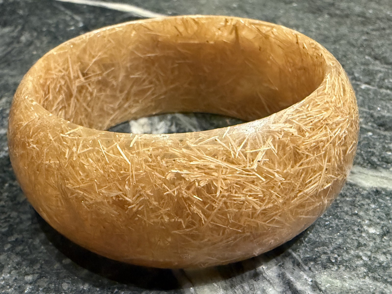 Vintage 1970’s Clear Lucite and Wood Fiber Bangle Bracelet