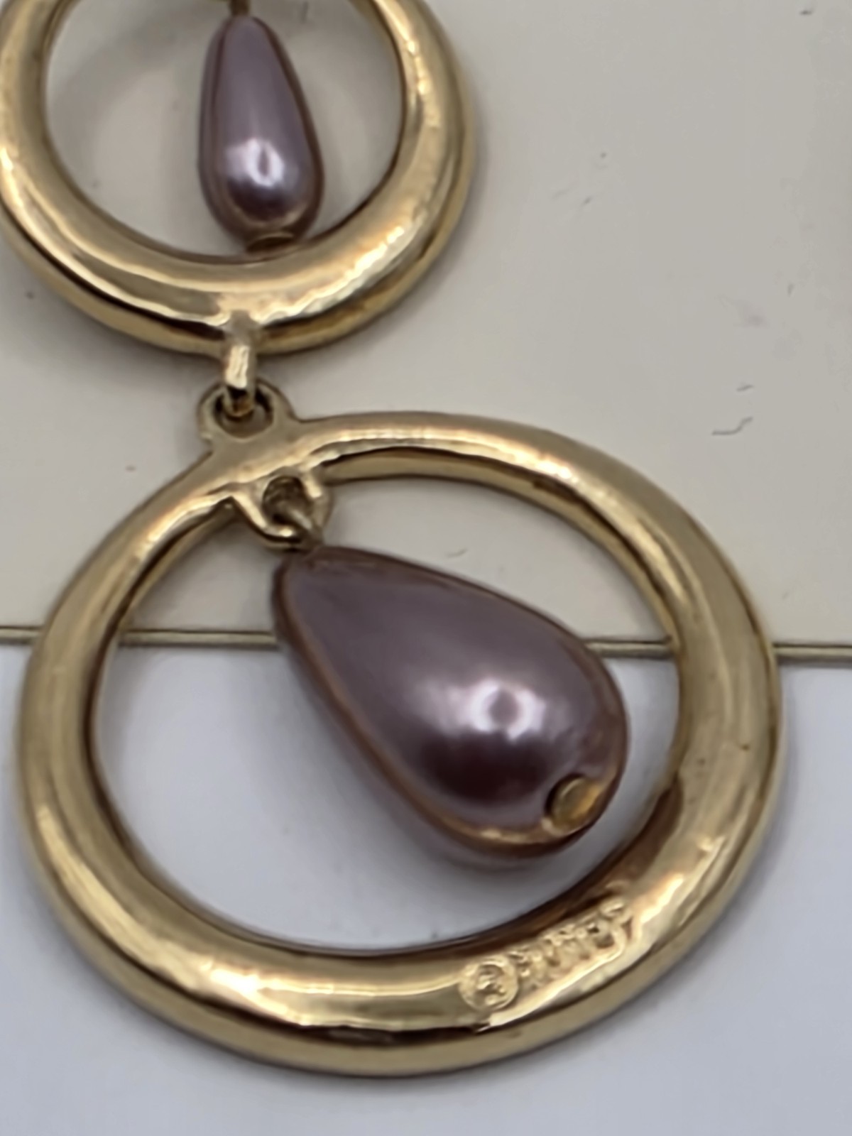 Monet Dangle Drop Gold Tone Beaded Pierced Earrings Never Worn (A)