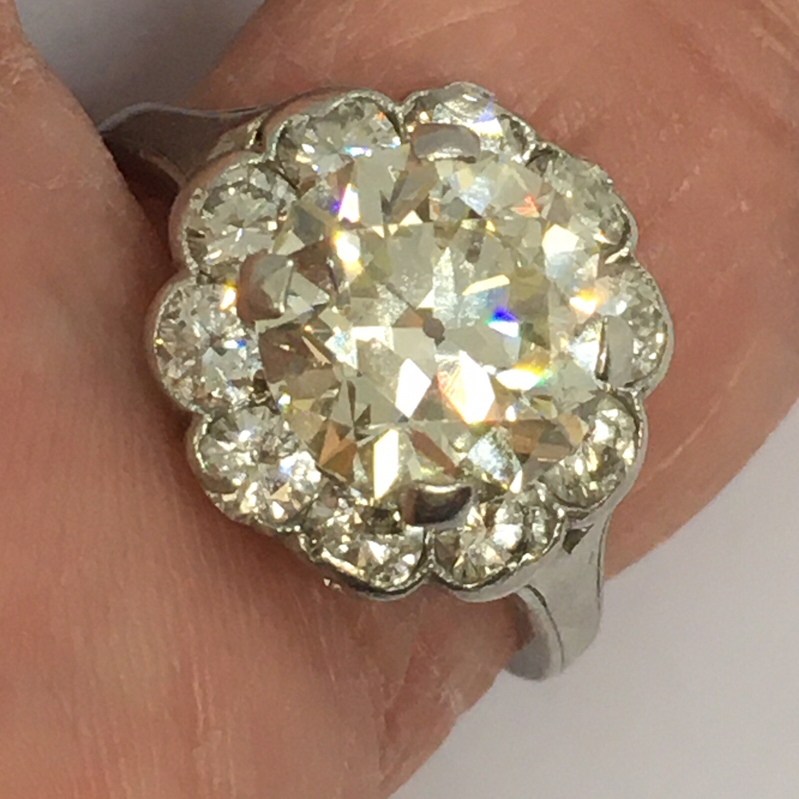 1920s Platinum Art Deco 2.65 Ct Diamond Antique Ring Handmade American Vogue