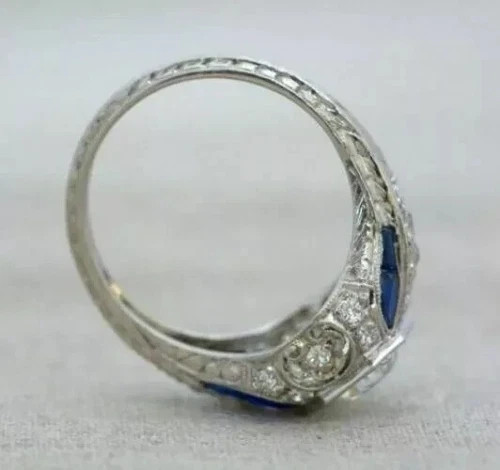 Art Deco Style Vintage Round Cut Lab Created Diamond 925 Silver Engagement Ring