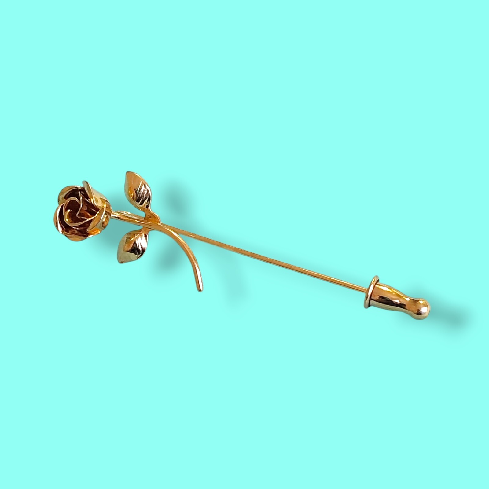Vintage Monet Gold Tone Flower Rose Stick Pin Garden Spring Floral Nature Plants