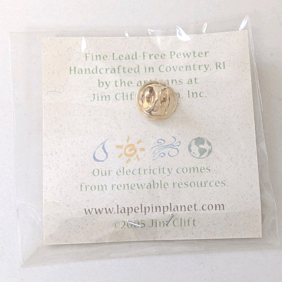 New In Pkg. Jim Clift Gold Dipped Pewter Detailed Sunflower Pin Made USA .75″