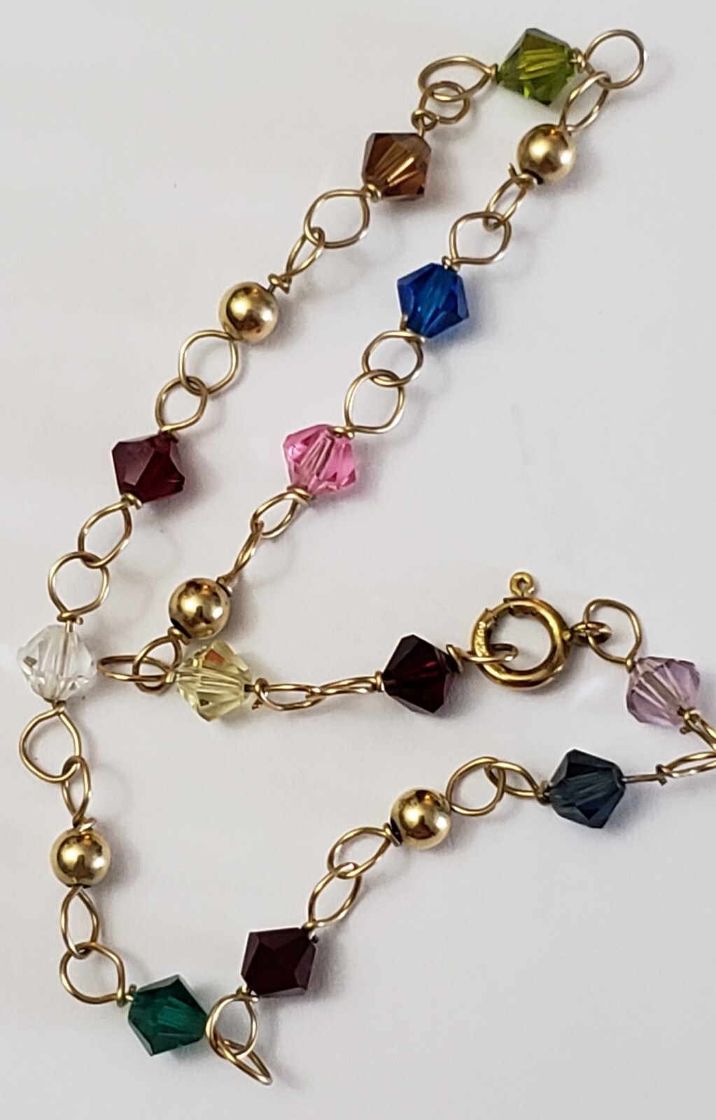 Vintage Dainty 1/20 14kt Gold Filled Multi-Colored Stone 7 Inch Bracelet 1.52gm