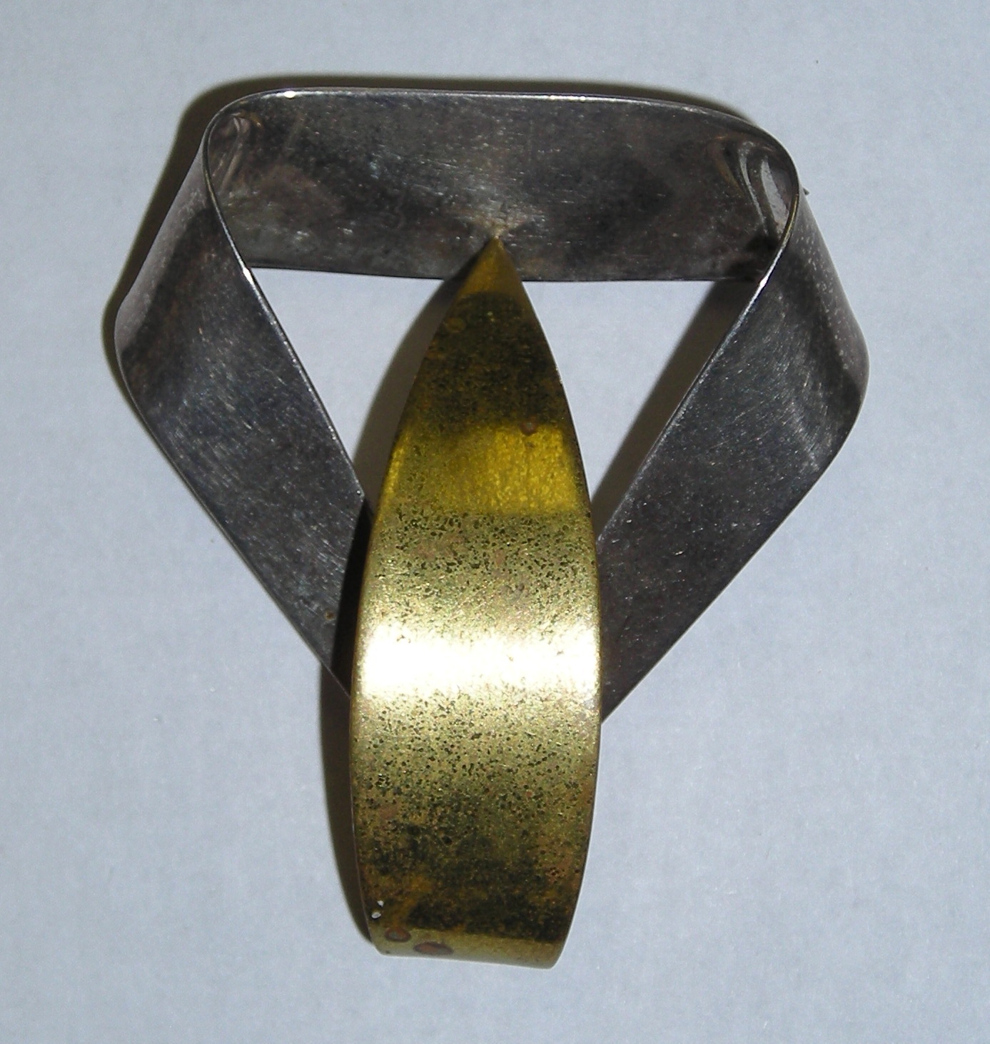 Sterling Mixed Metal Modernist Brooch Vintage Mexico Marked TC-103