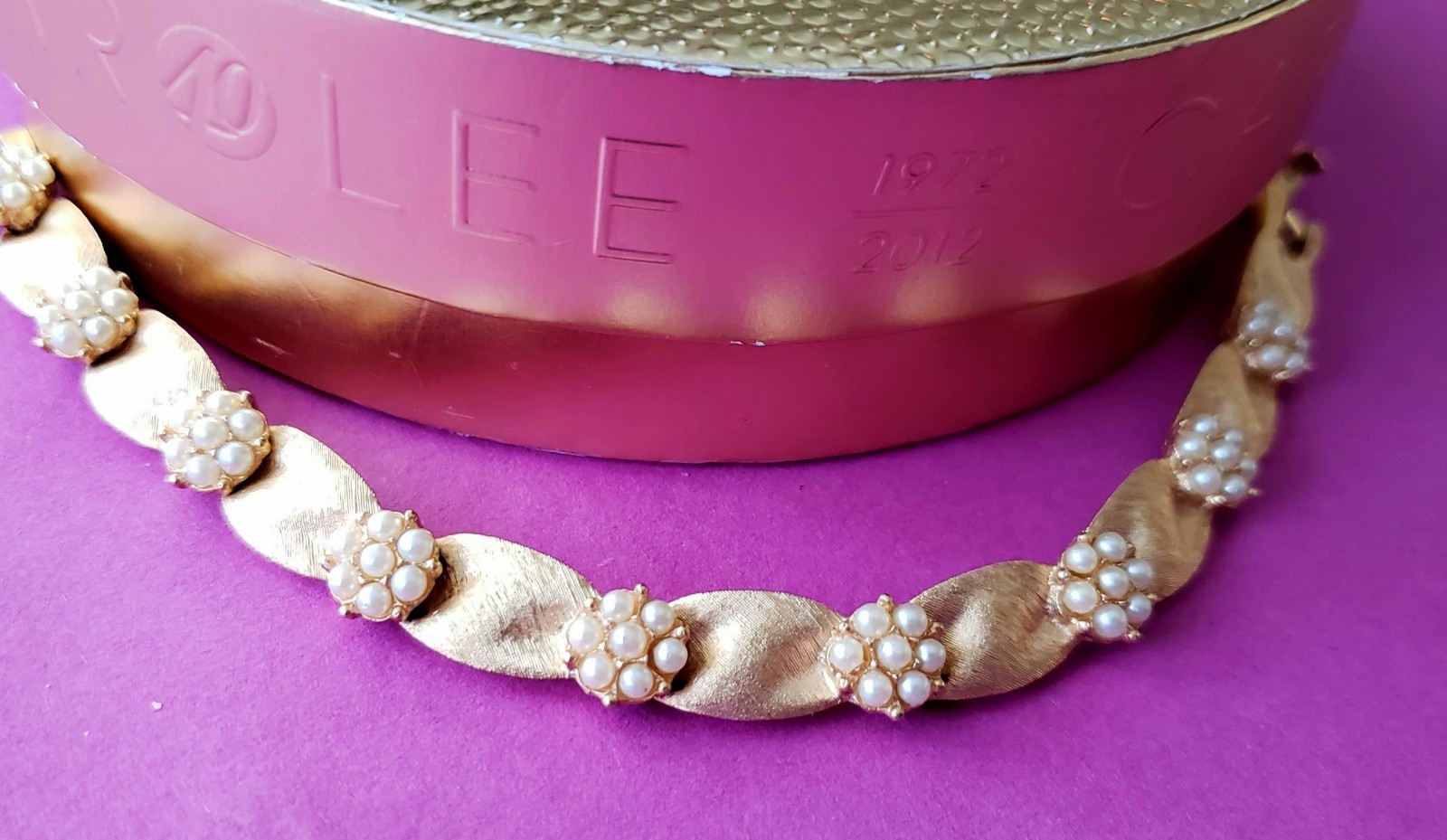 Vintage Crown Trifari Gold Plate Birthday Ribbon Bracelet