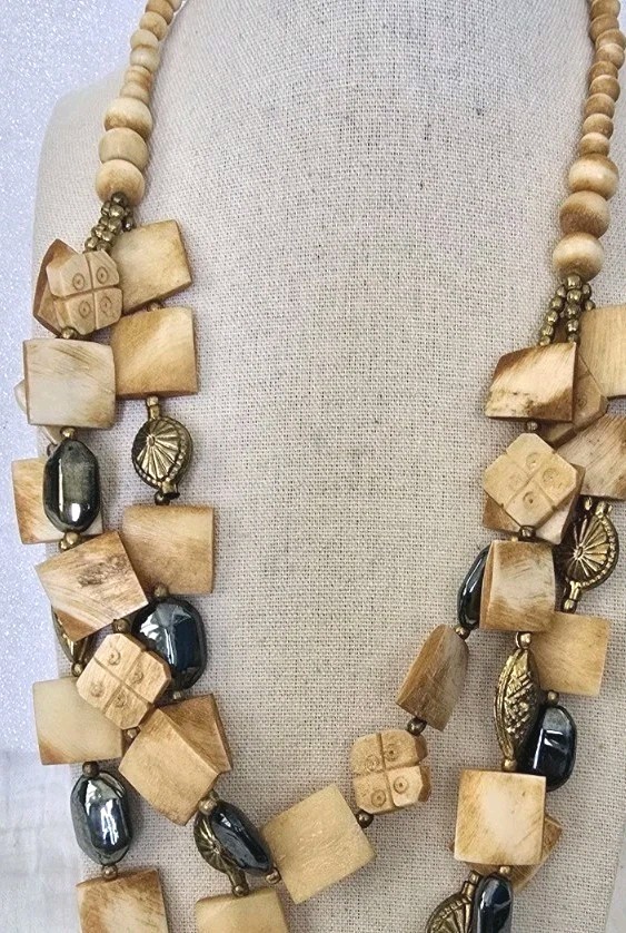 Vintage Bohemian Style Statement Multi Strand Necklace 26 Inch