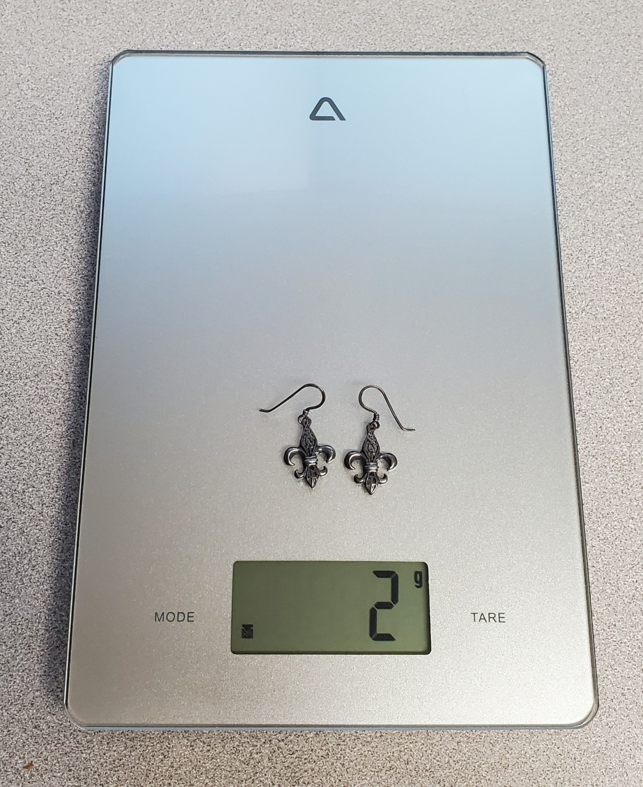 VTG 925 Fleur De Lis Dangle Earrings 1.5in Drop Sterling Silver 2g Estate