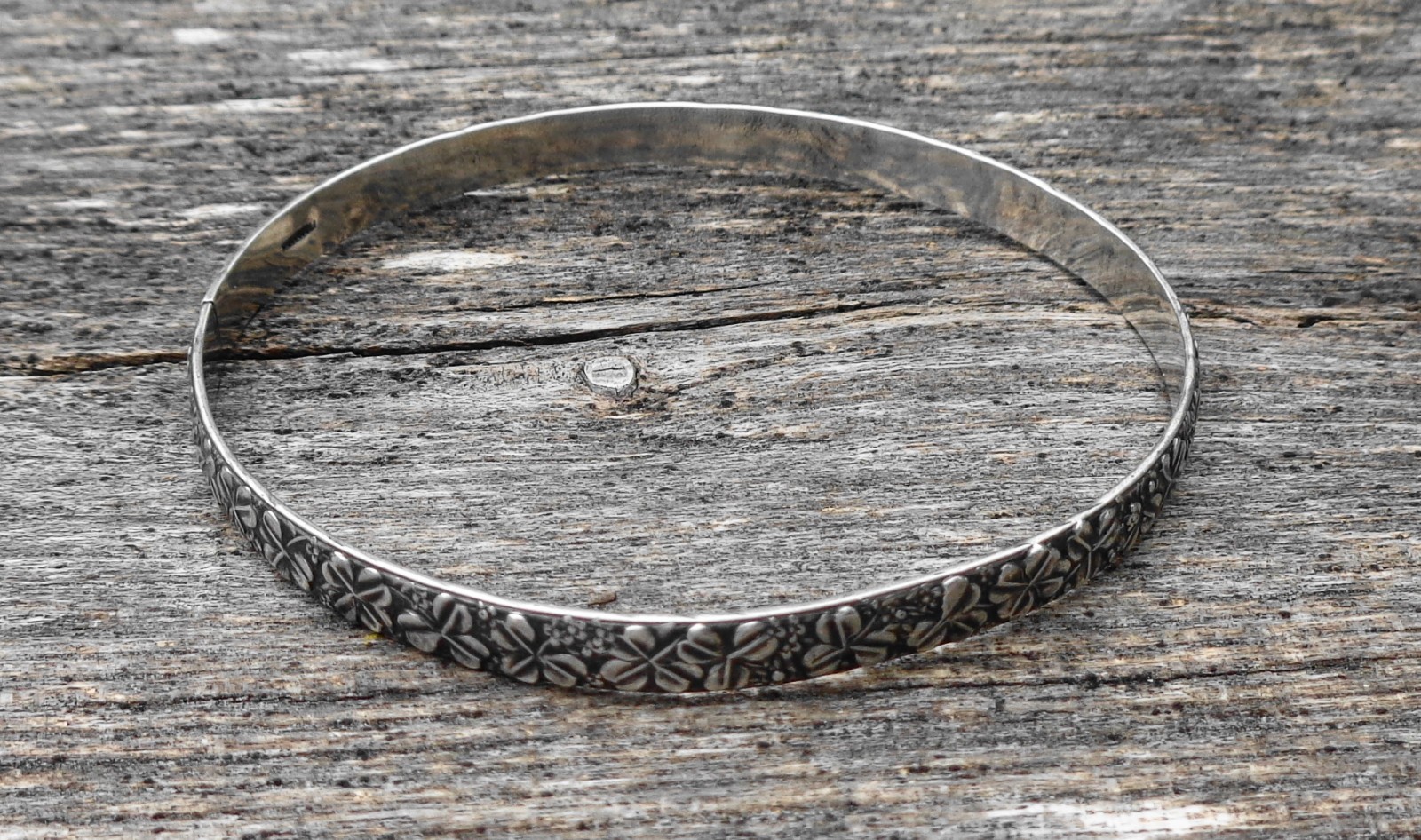 Vintage Modernist Denmark Neils Erik From 925 S Floral Bangle Bracelet