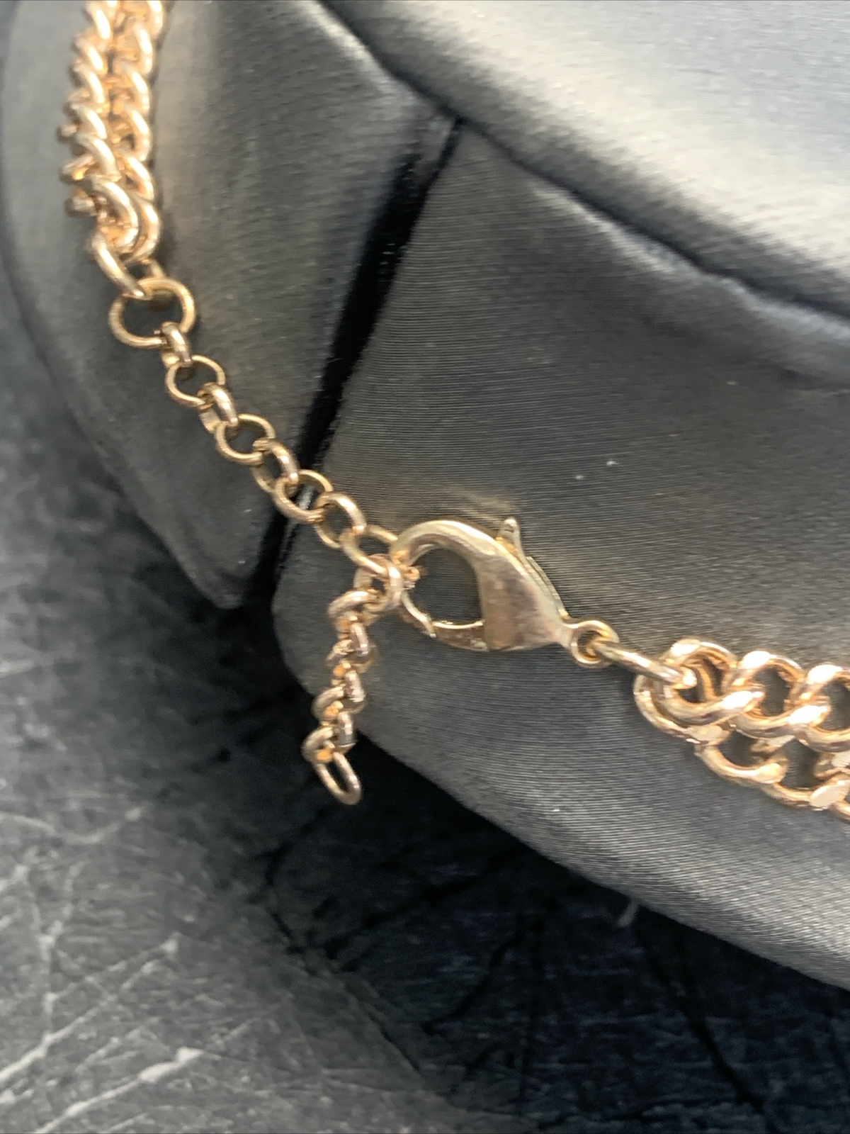 Vintage Teal Blue, Golden Chain, Bib Statement Necklace 18”