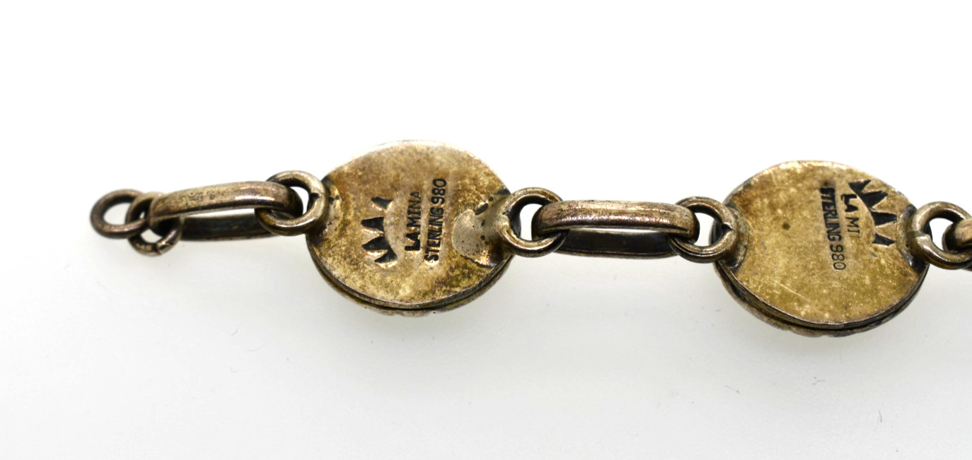 Vintage 980 Silver & Turquoise Bracelet Taxco Mexico 7 1/2″ 33.6 grams