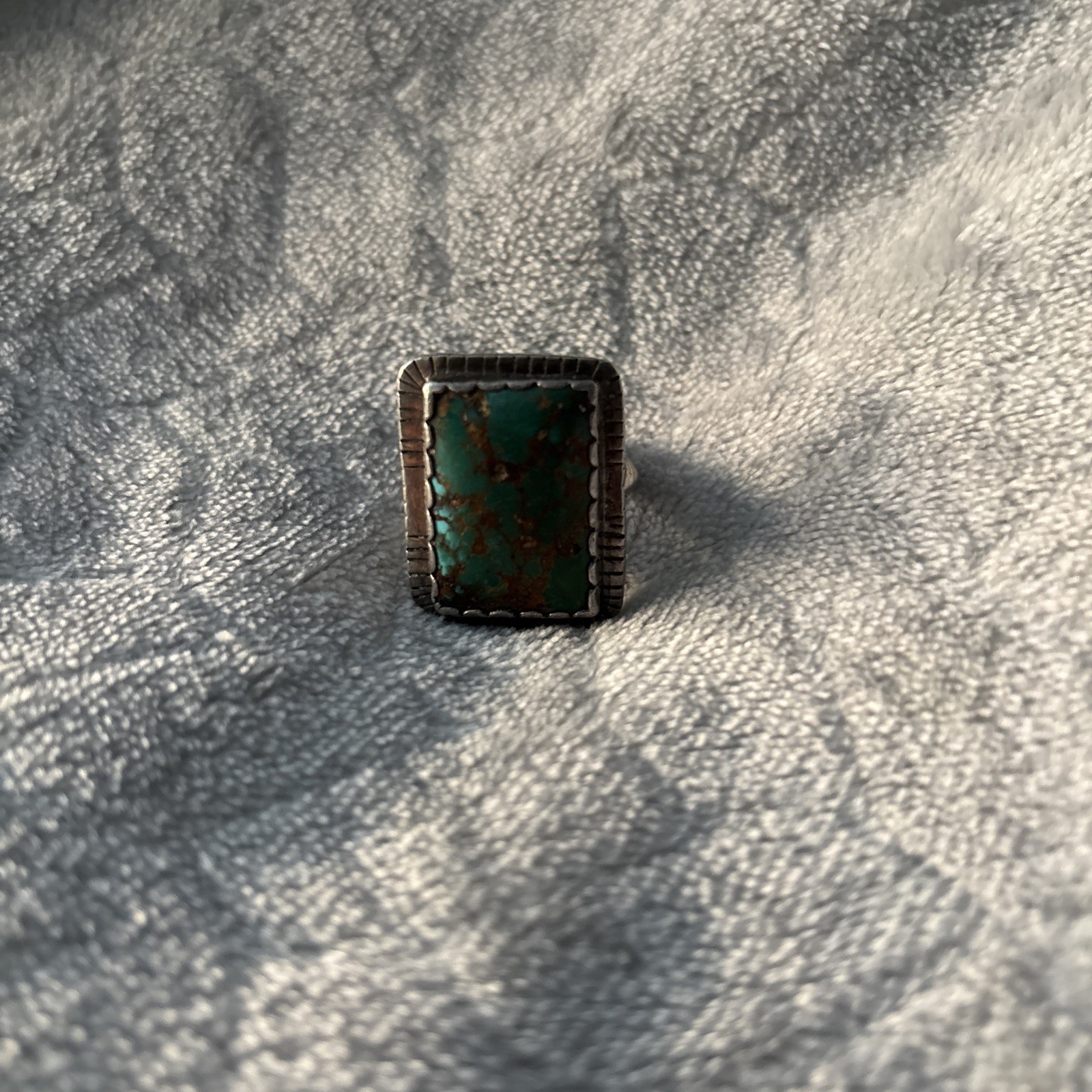 Vintage Sterling Silver Green Turquoise Ring Southwestern Native American Style