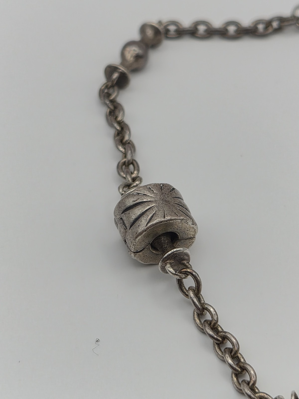 Vintage PANDORA Bracelet Rare Estate Jewelry Station Chain Design Marked PANDORA