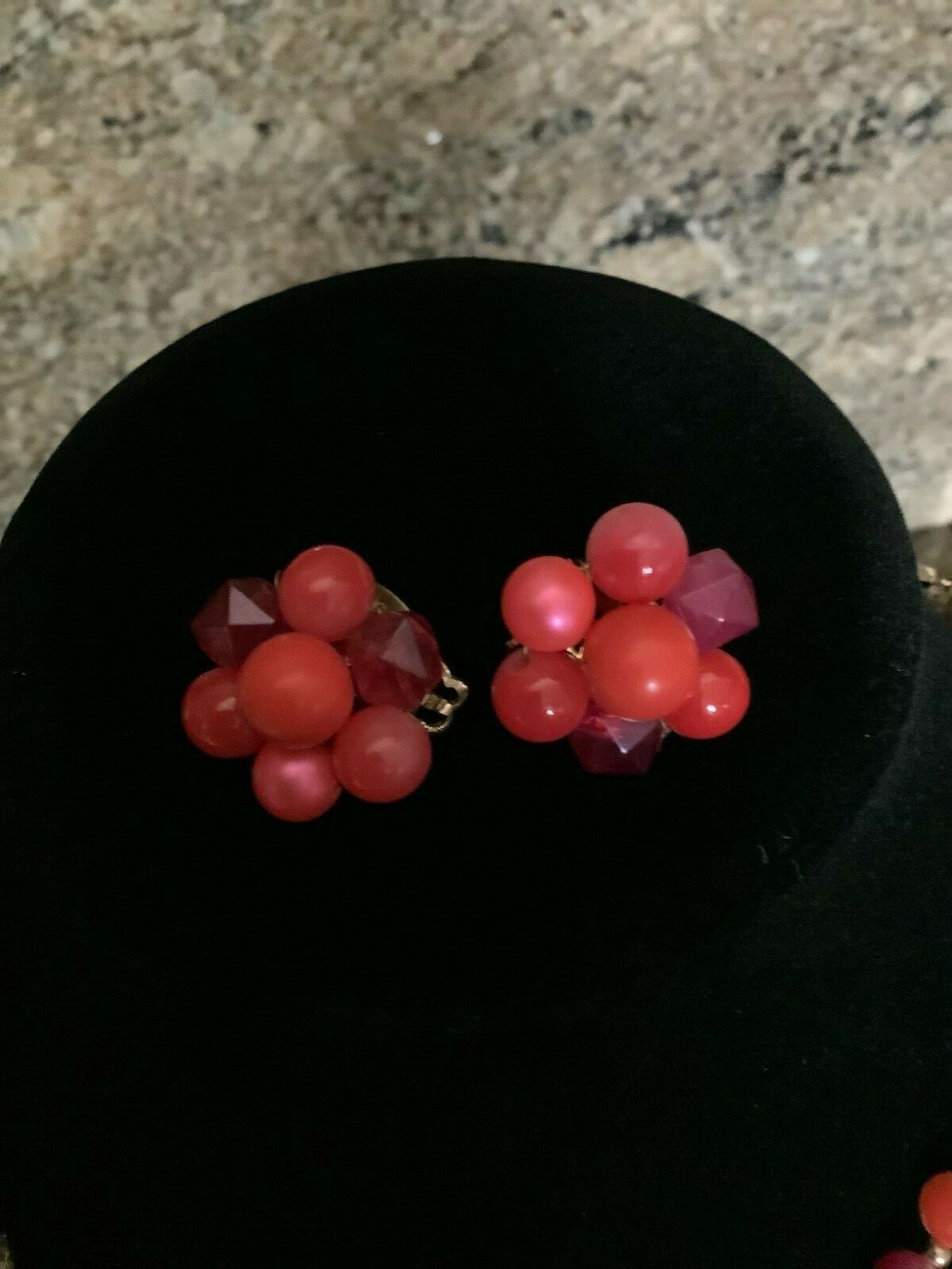 Triple Strand Vintage Pink Beads, Different shapes and tones