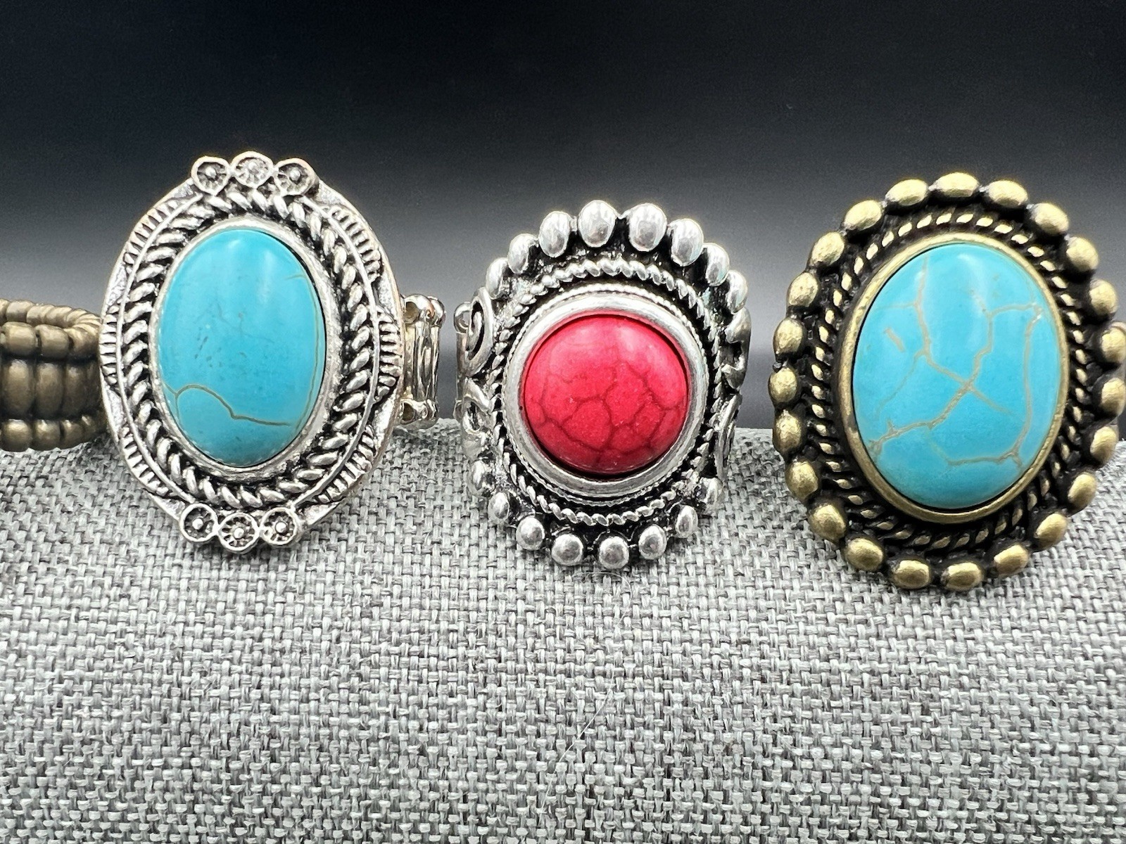 5 Vtg to Modern Silver Tone Stretch Band Ring Lot Southwestern Boho – One Size