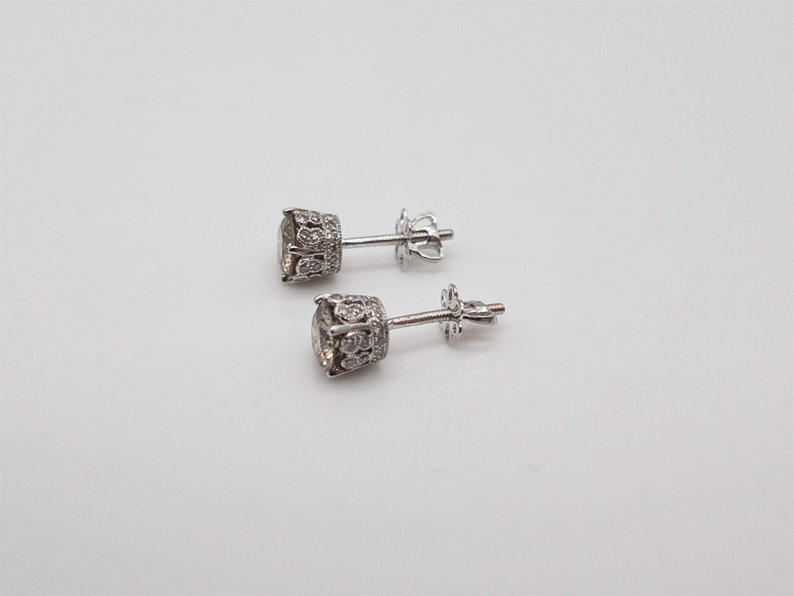 Designer $5000 1.75ct Natural Champagne Diamond 18k White Gold ETERNITY Earrings