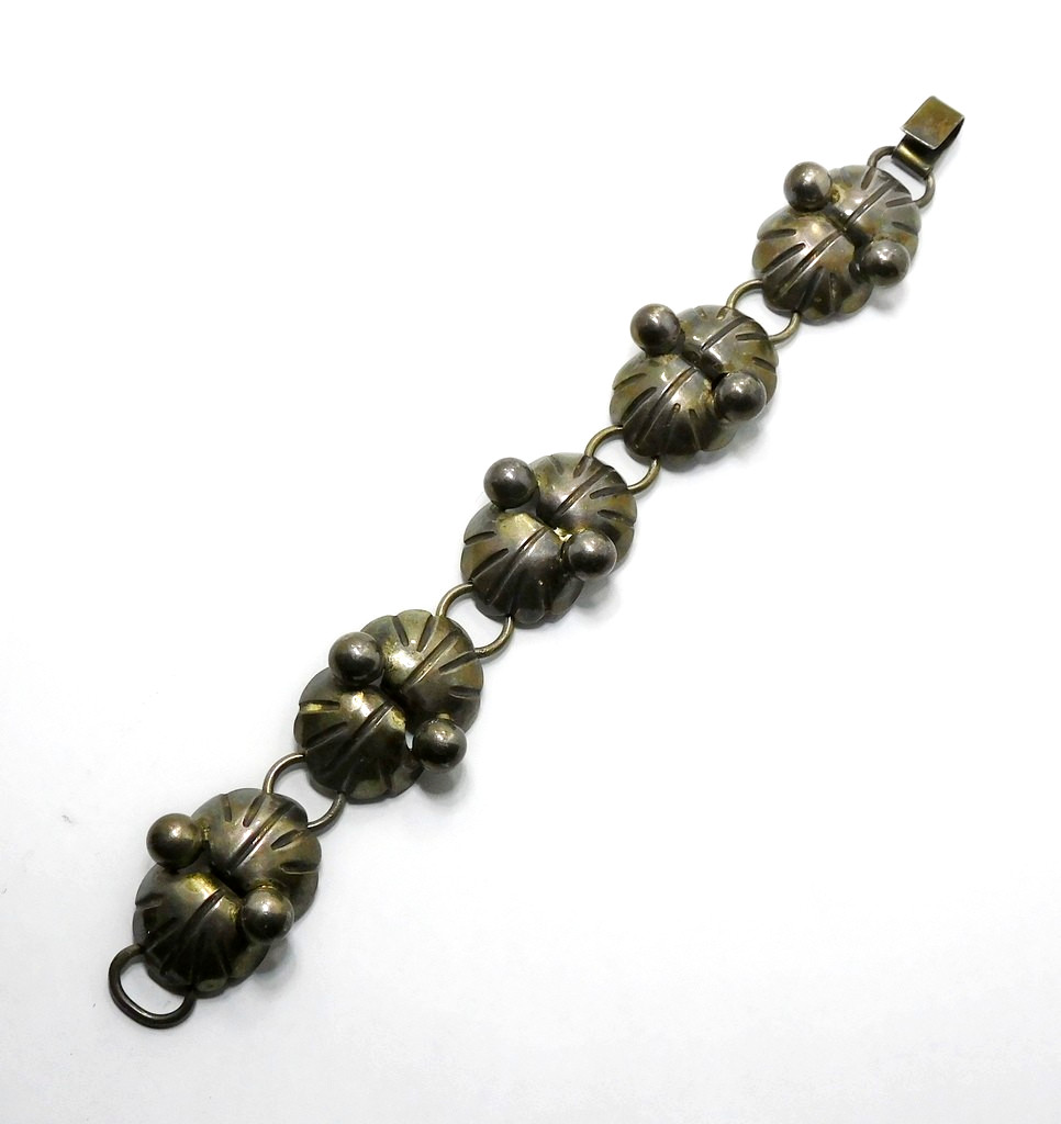 Early Taxco Mexico Fine Silver 980 Artisan Abstract Link Bracelet ~ 44.2 Grams