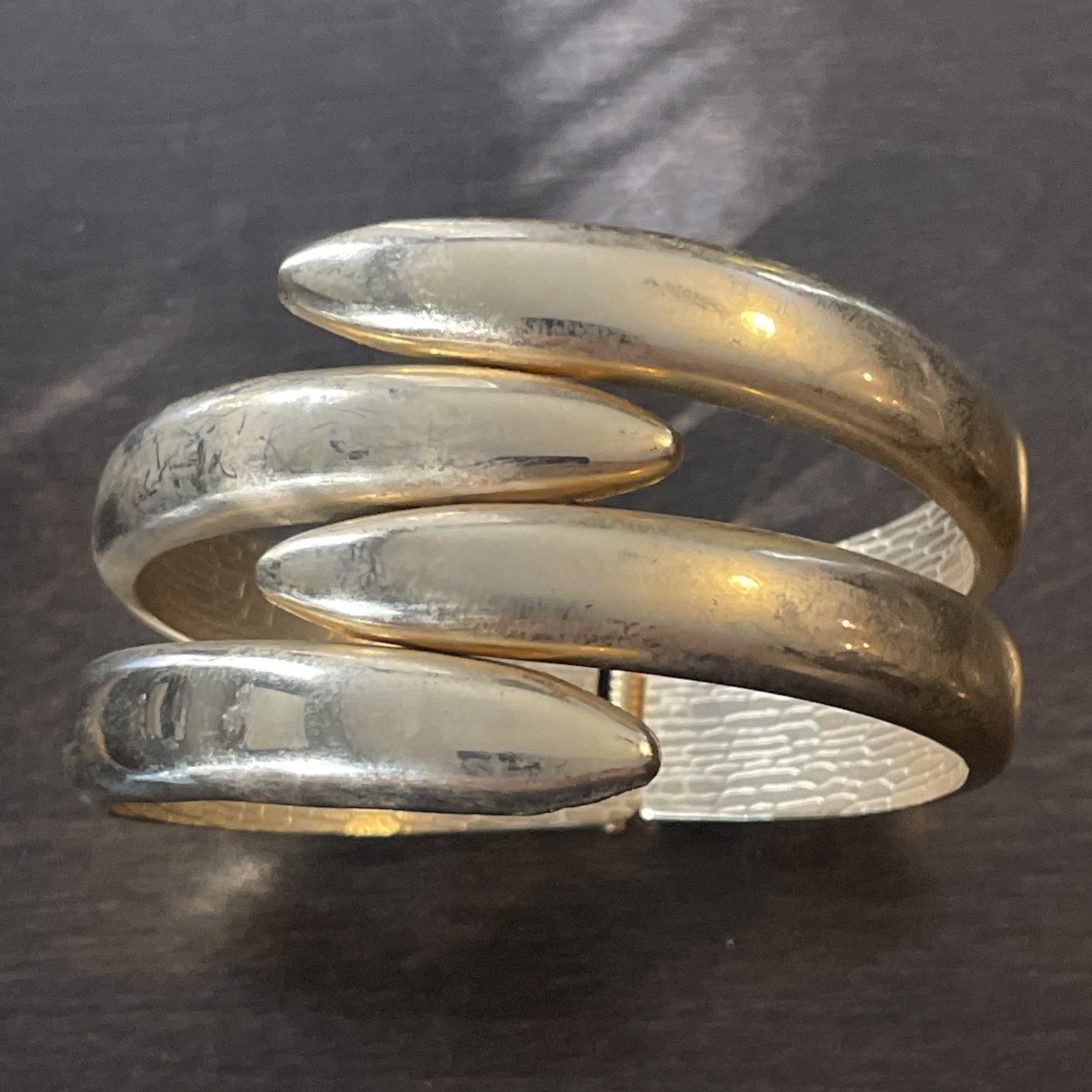 VTG Hinge Bracelet across opening Gold Tone 2 Row Entwine Design