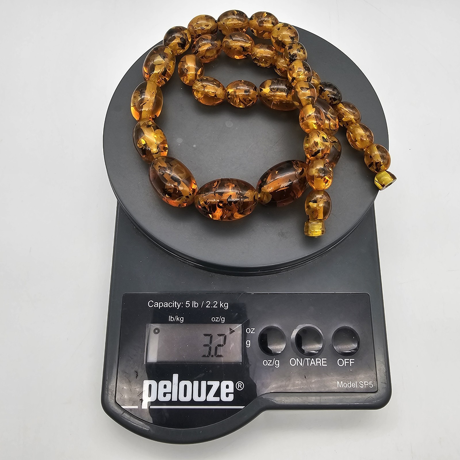 Vintage Baltic Amber Necklace Natural Honey Gold Beads 25″