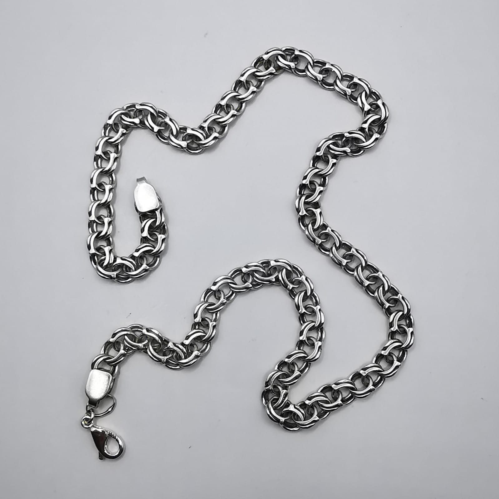 Vintage 925 Sterling Silver Statement Chain Necklace Signed 45cm 25.82g Unisex