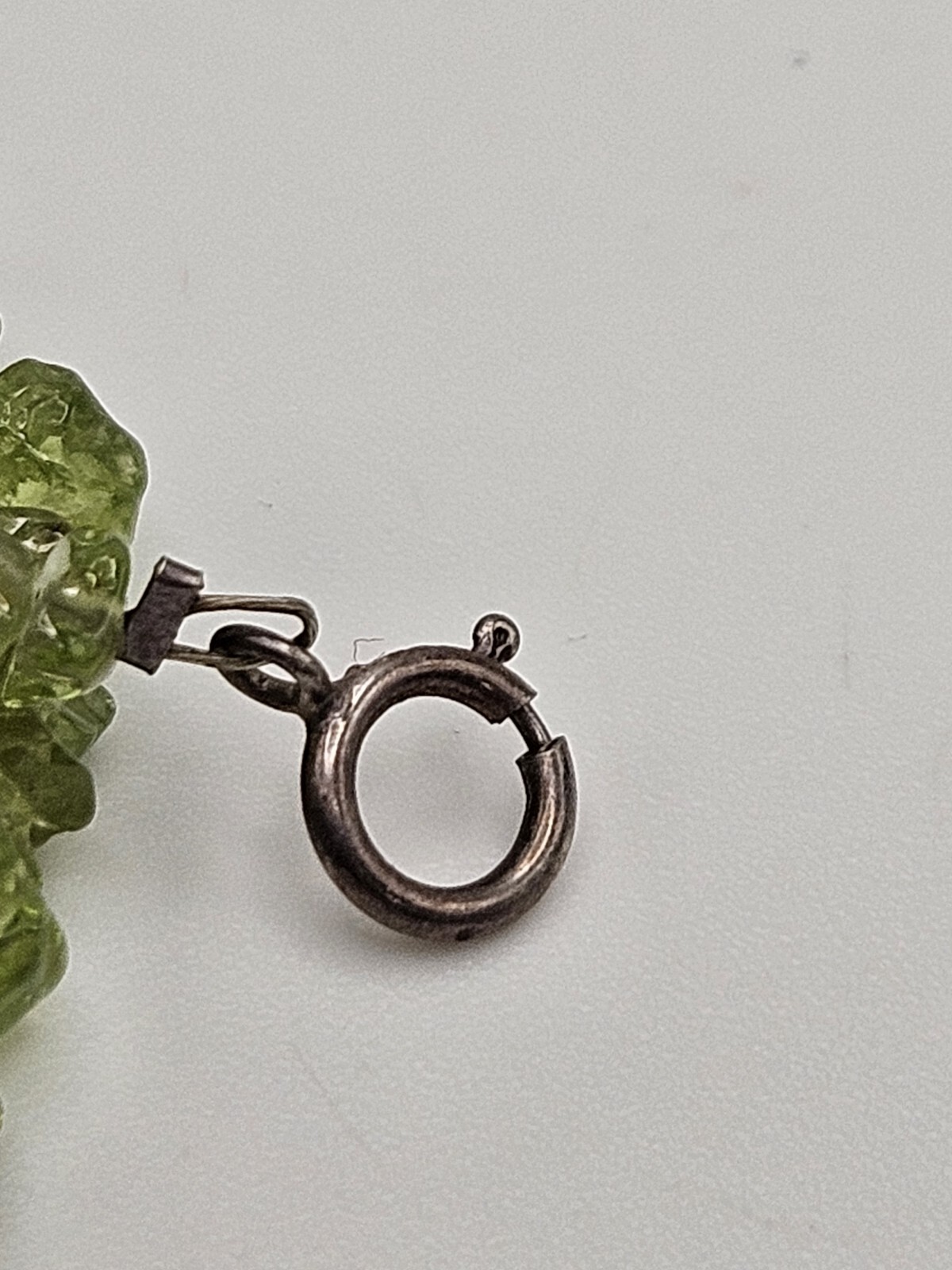 Vintage Sterling Silver Luck Small Charm Peridot Chip Bead Bracelet