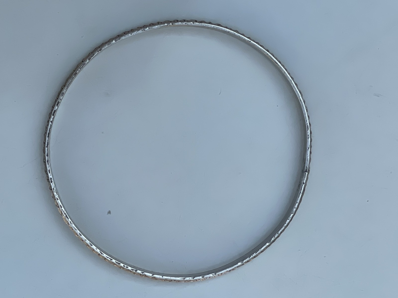 Vintage Jamaica AC 925 Sterling Silver Ribbed Bangle Bracelet 13 Grams 8″