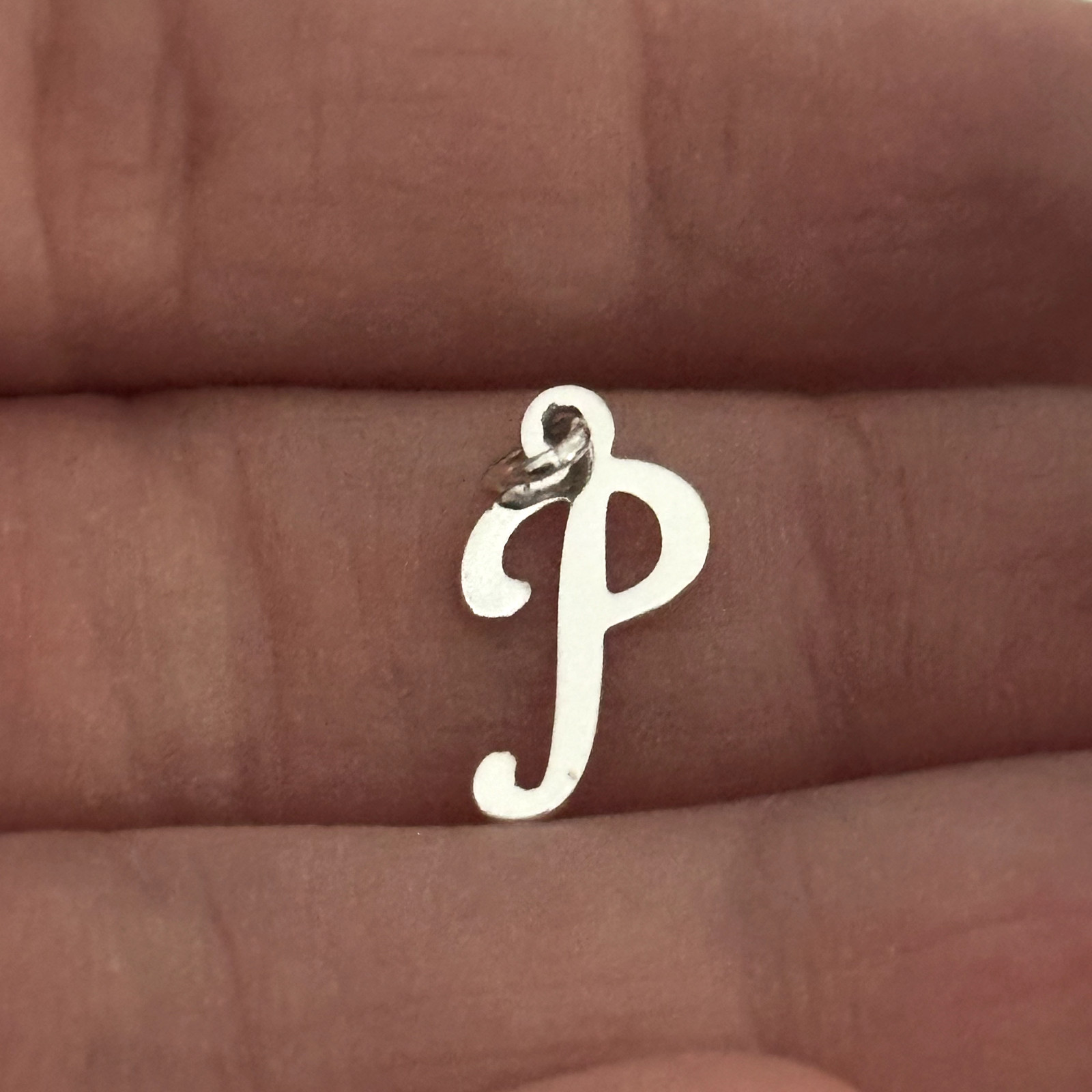 925 Sterling Silver Letter P Initial Name Dainty Vintage Charm Pendant