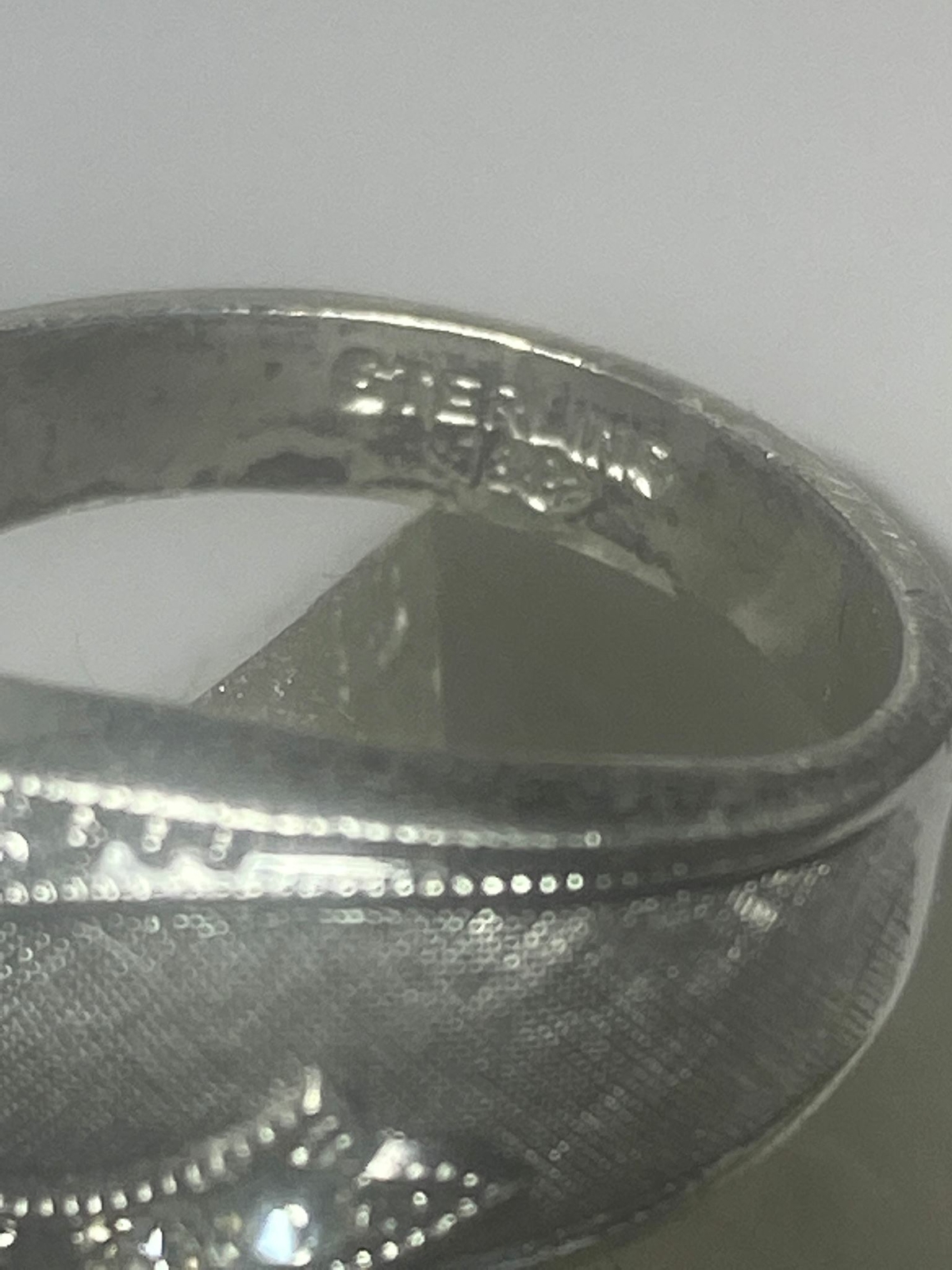 Brushed ring size 7.75 Art Deco influences band sterling silver women girls