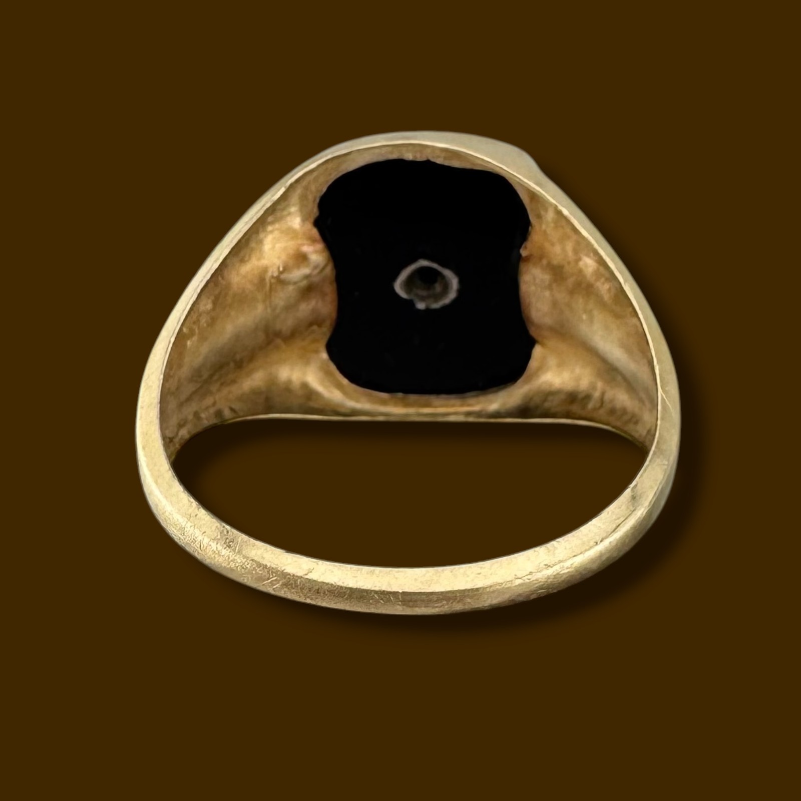 Vintage 10K Gold Black Onyx Diamond Accent Signet Ring Size 10 – 3.5g