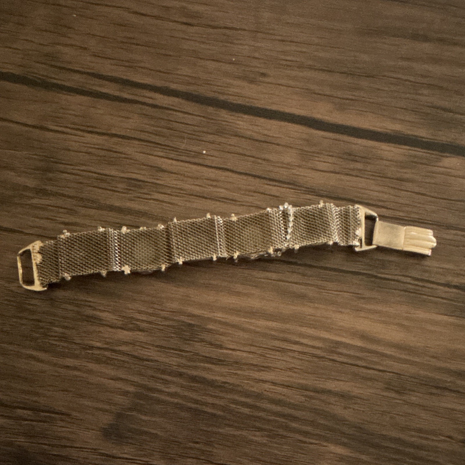 Vintage Victorian Revival Porcelain Meshed Silver Tone Bracelet 7 1/2 Inch Long