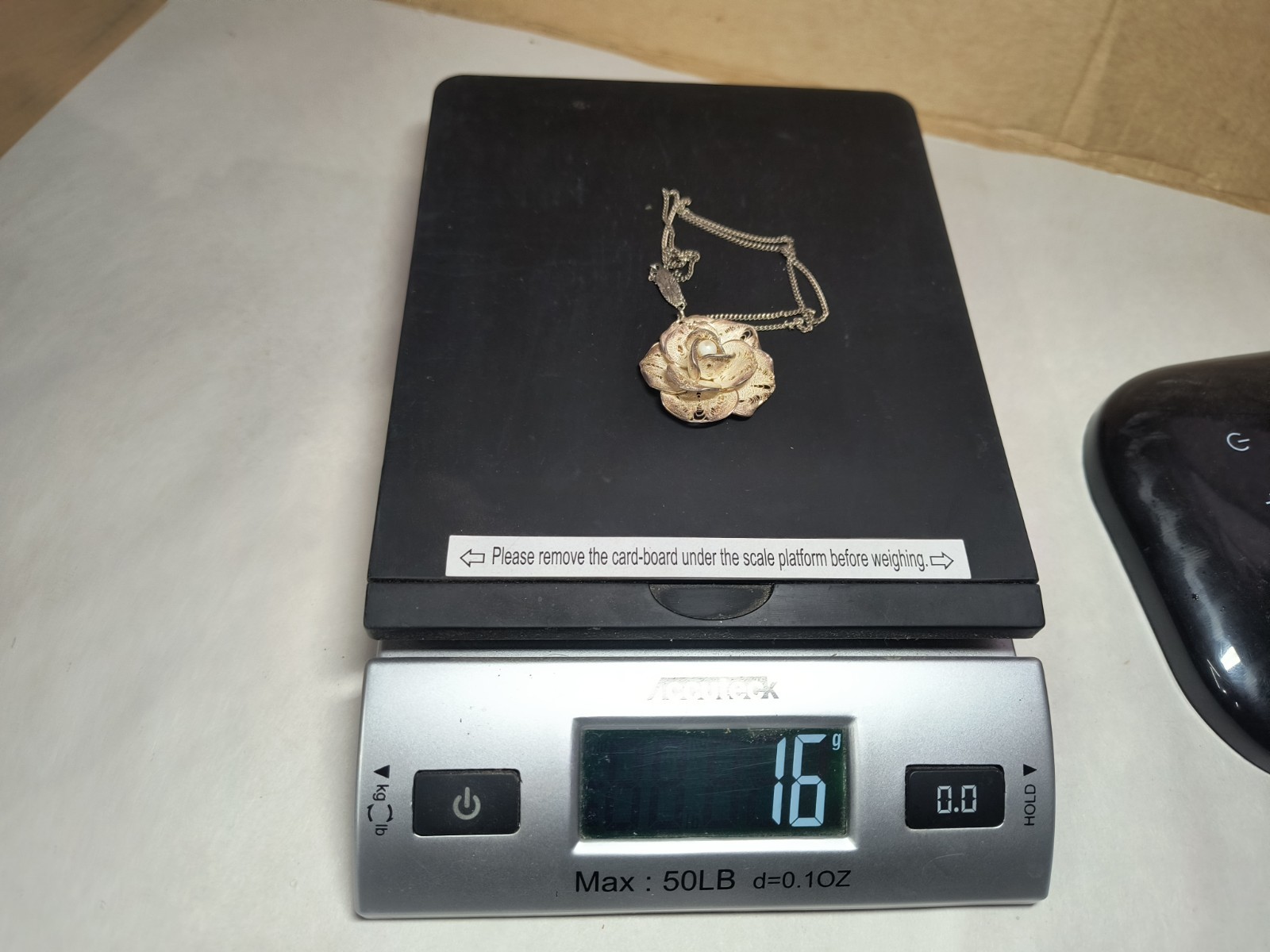 Vintage Sterling Silver Cannetille Filigree Flower Pendant + .925 Chain Necklace