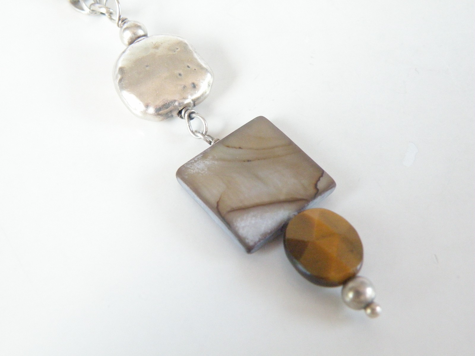 Silpada Sterling Silver 925 Rustic Boho Abalone Rolo Chain Link Necklace