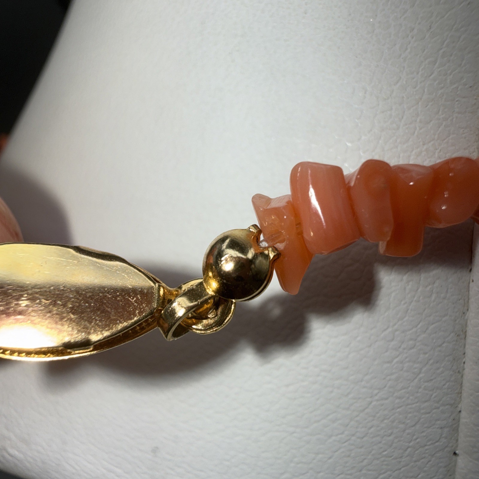 Natural Pink Salmon Color Coral Stick-Branches Necklace 16” Box Clasp